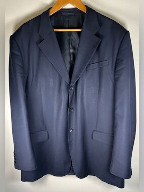 Vintage Giorgio Armani Le Collezioni Mens Blazer Size 56 Navy Wool Made in Italy